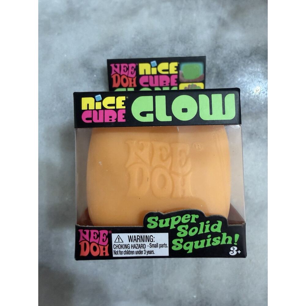 NeeDoh Nice Cube Glow NEW In Box Viral Squishy Sensory Fidget Toy Glow In Dark